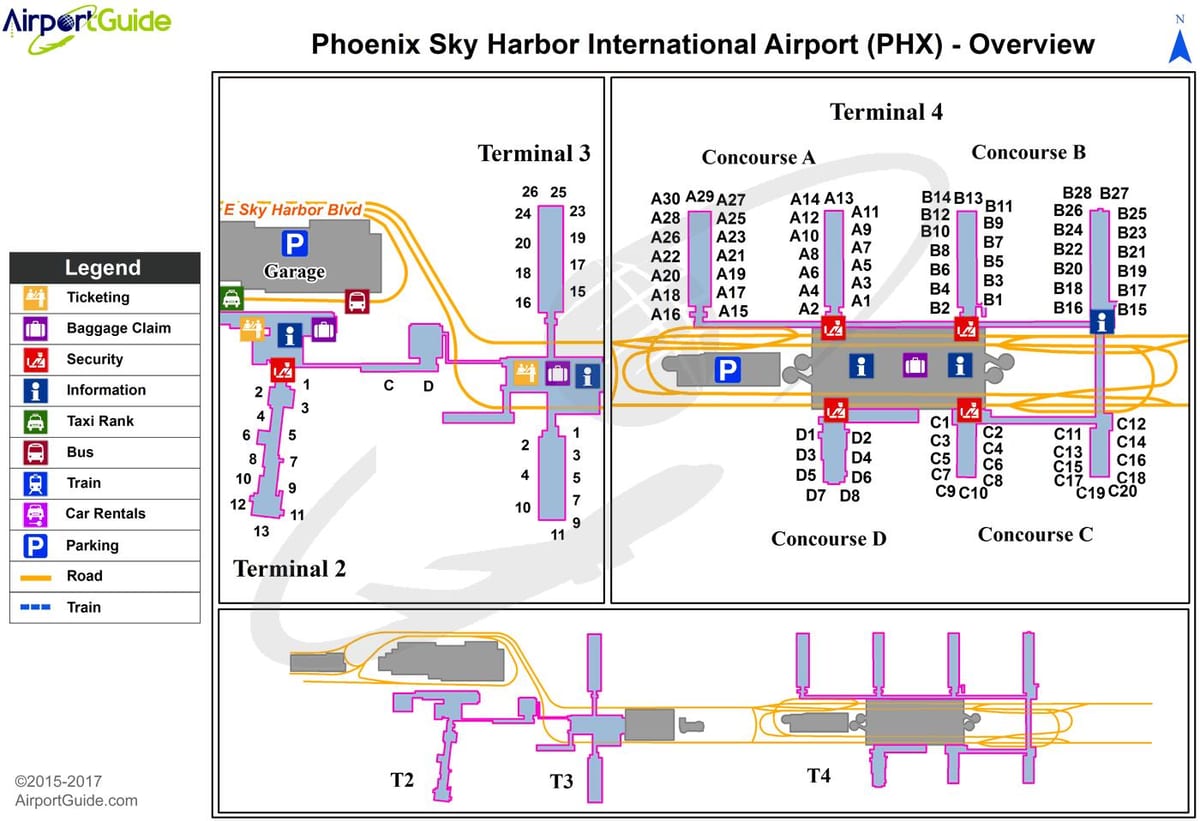 ٹرمینل نقشہ phx