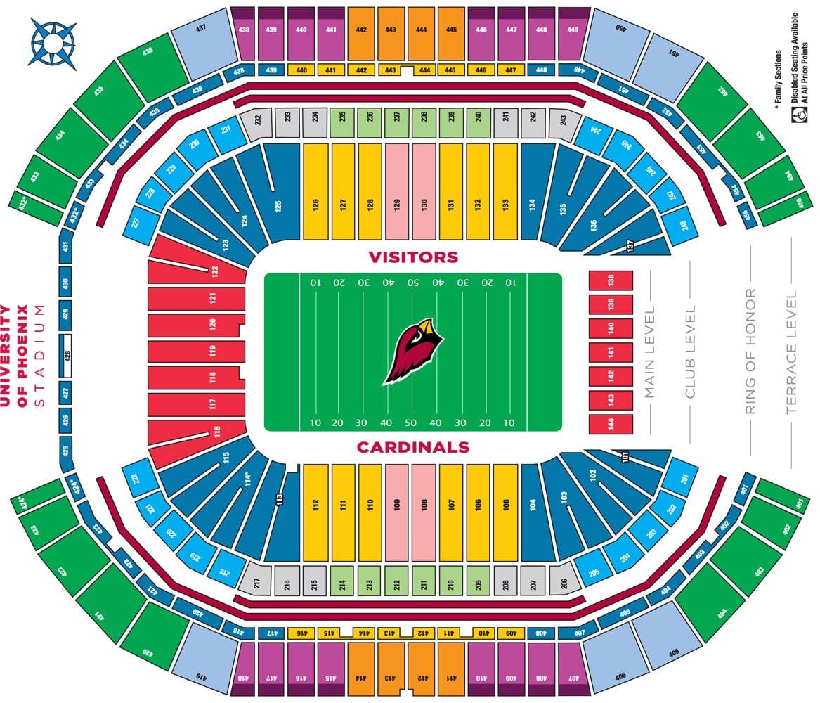 az Cardinals اسٹیڈیم کا نقشہ